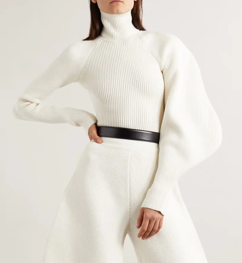 High Waist Profile Knitted Long Solid Color Women's Flab