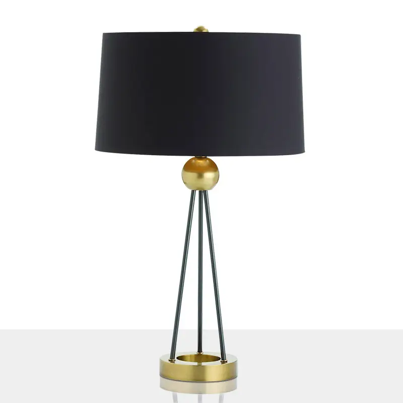 Postmodern Gold Creative Wrought Iron Table Lamp With Metal Cylinder Design