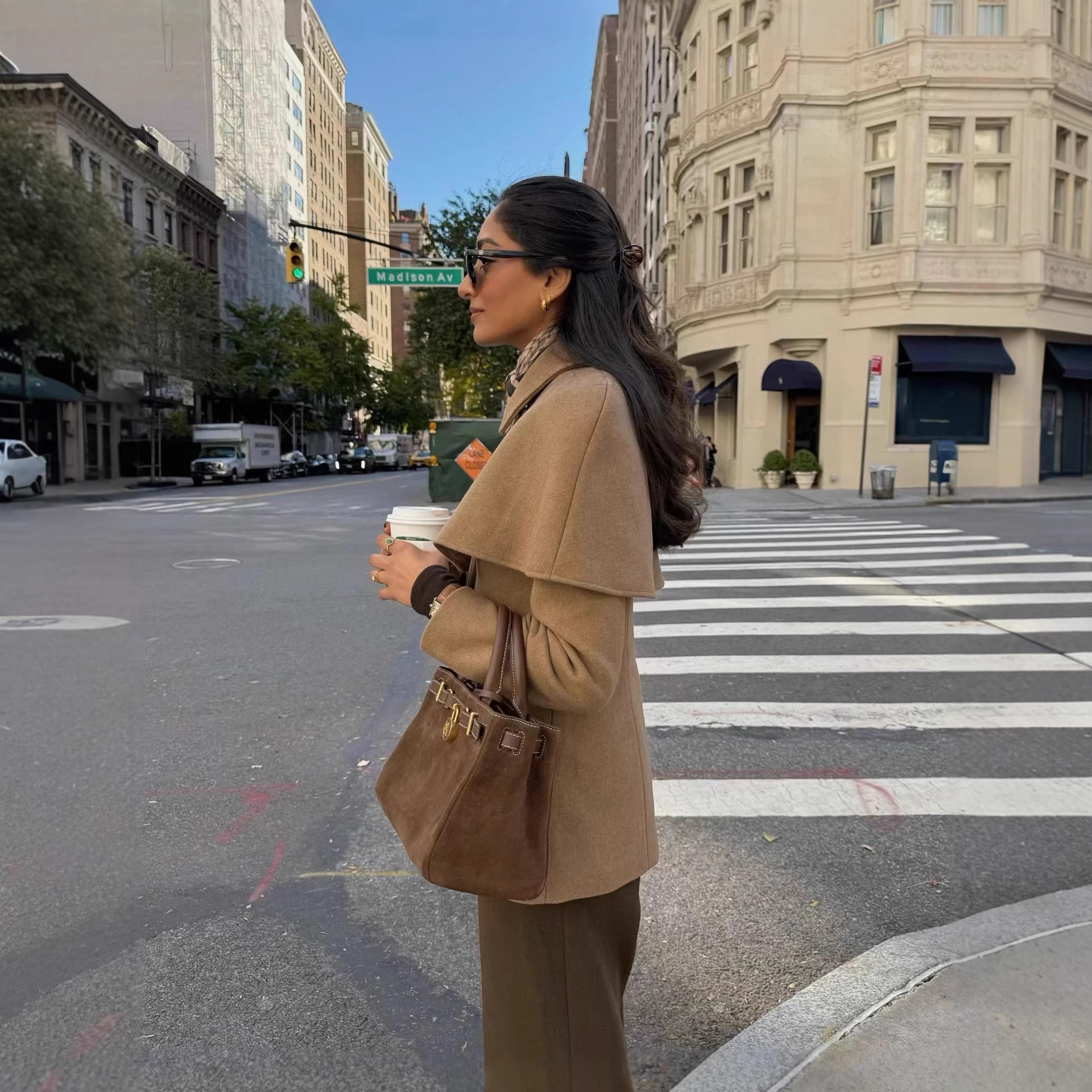 British-style Patchwork Fake Two-Piece Cinched Cloak Trench Coat For Women