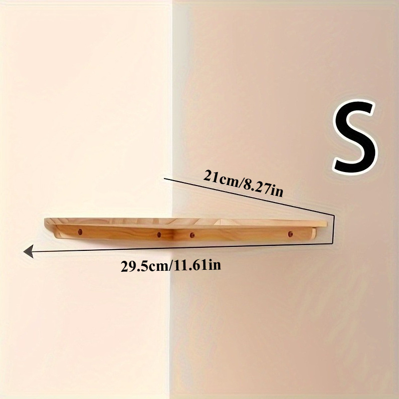 Fan Shaped Partition Rubberwood Wall Mounted Corner Shelf