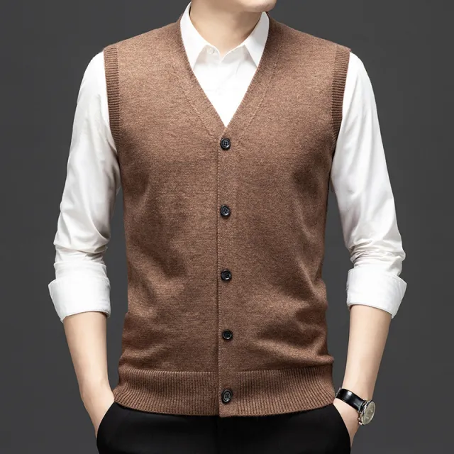 Keep Warm Inner Match Knitted Vest Sleeveless Multi color Sweater Waistcoat Brown - Shop at LoveMi