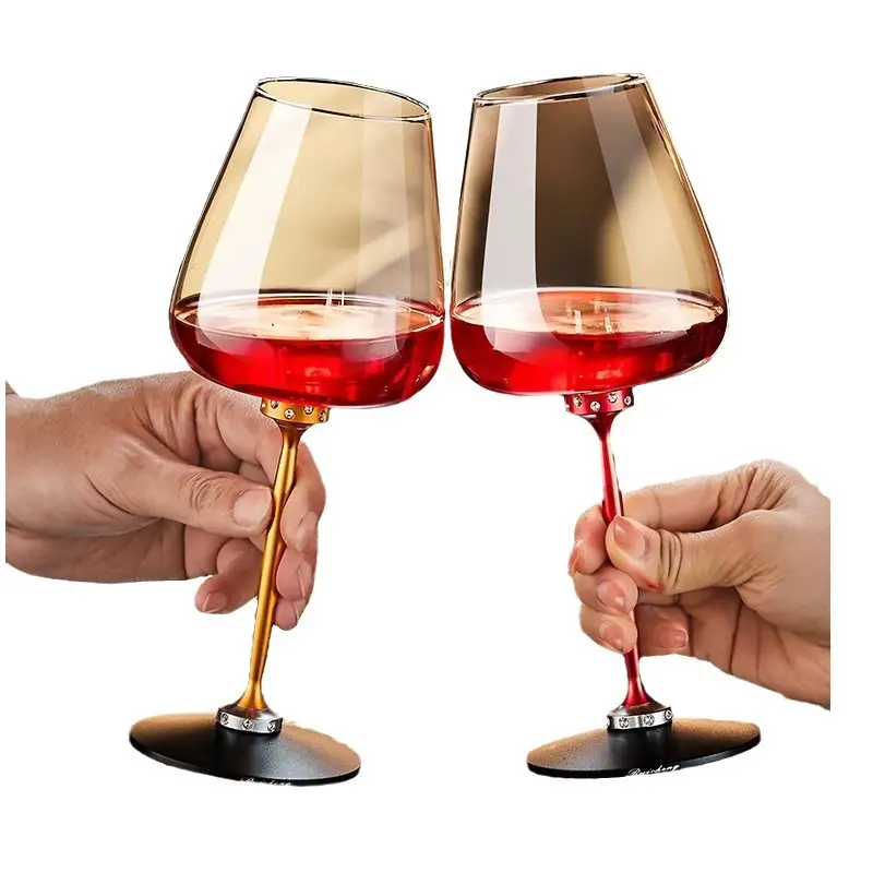 Gift Box Home Gift Creative Crystal Aluminum Rod Rotating Wine Glass