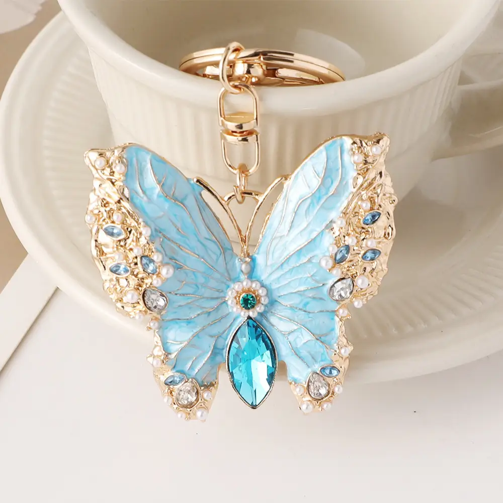 Dual Purpose Enamel Dripping Oil Coat Butterfly Brooch Keychain