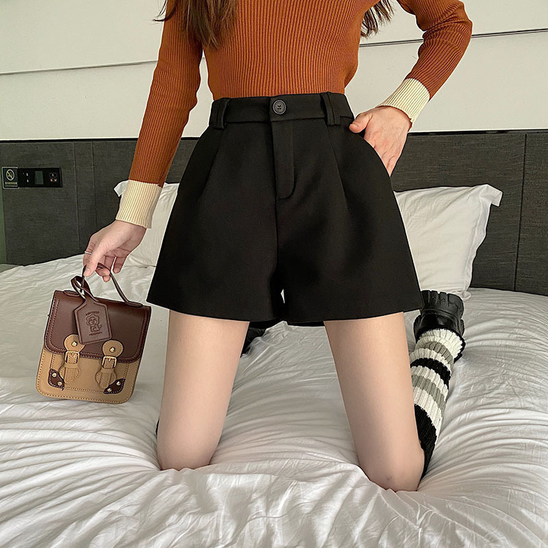 Black Wool High-waisted Slimming Plus-size New Korean-style Early