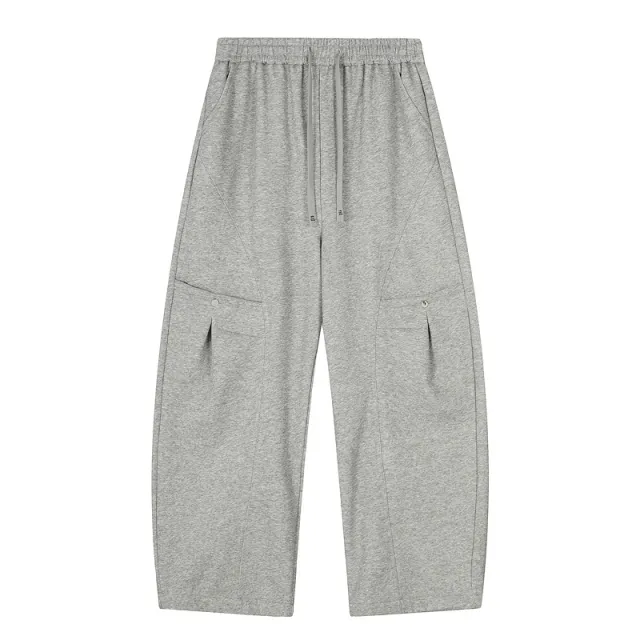 Small Minimalist Loose Scimitar Casual Pants Gray - Shop at LoveMi