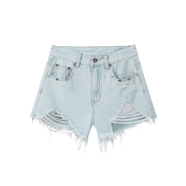 Fashion Ripped Cool Denim Shorts For Women Light Blue - Shop at LoveMi