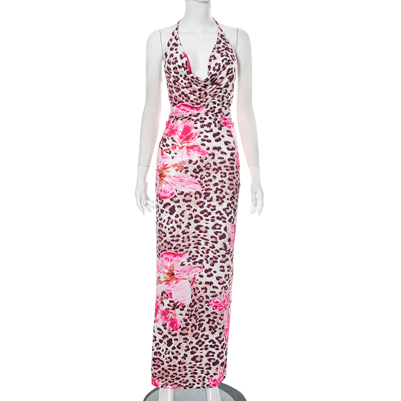 Women's Dignified Flowers Leopard Print Dress