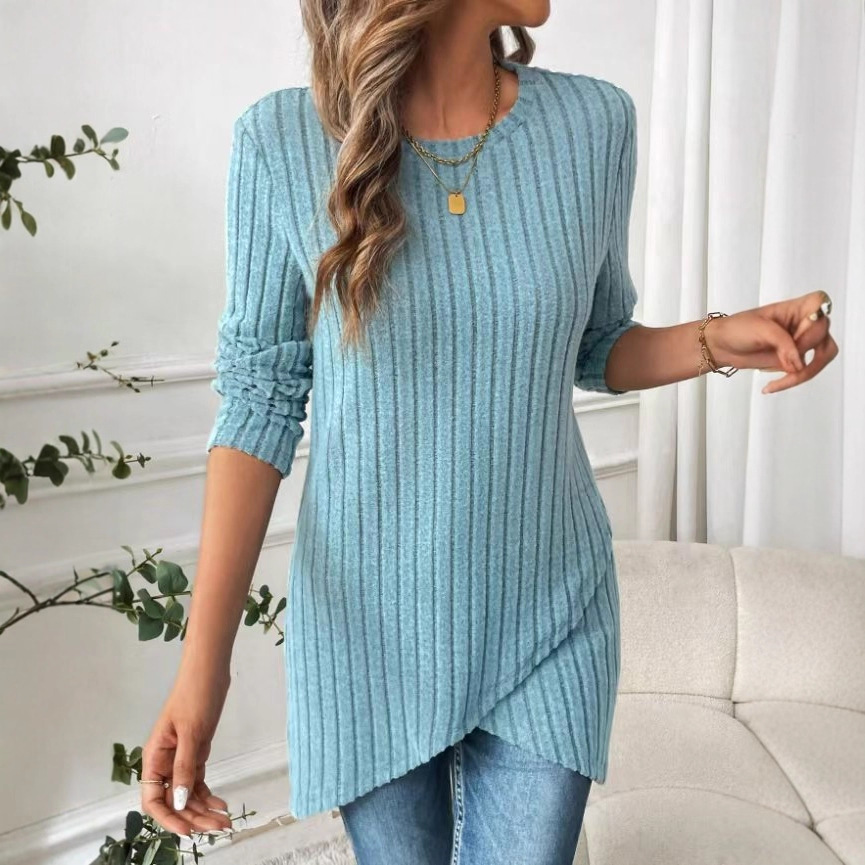 Womens Long-sleeved Asymmetrical Top