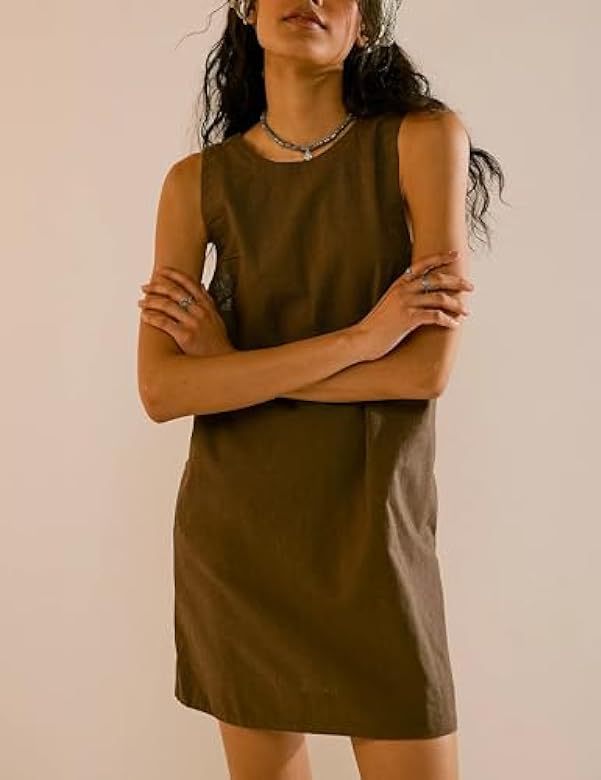 Women's Round Neck Sleeveless Backless Dress Casual Green - Shop at LoveMi