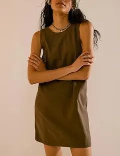Women's Round Neck Sleeveless Backless Dress Casual - Green - View 1
