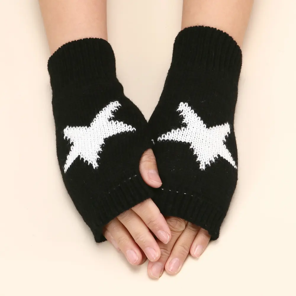 Autumn and Winter Acrylic Wool Five-pointed Star Gloves Warm