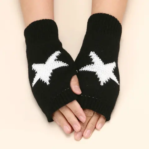 Autumn and Winter Acrylic Wool Five-pointed Star Gloves Warm