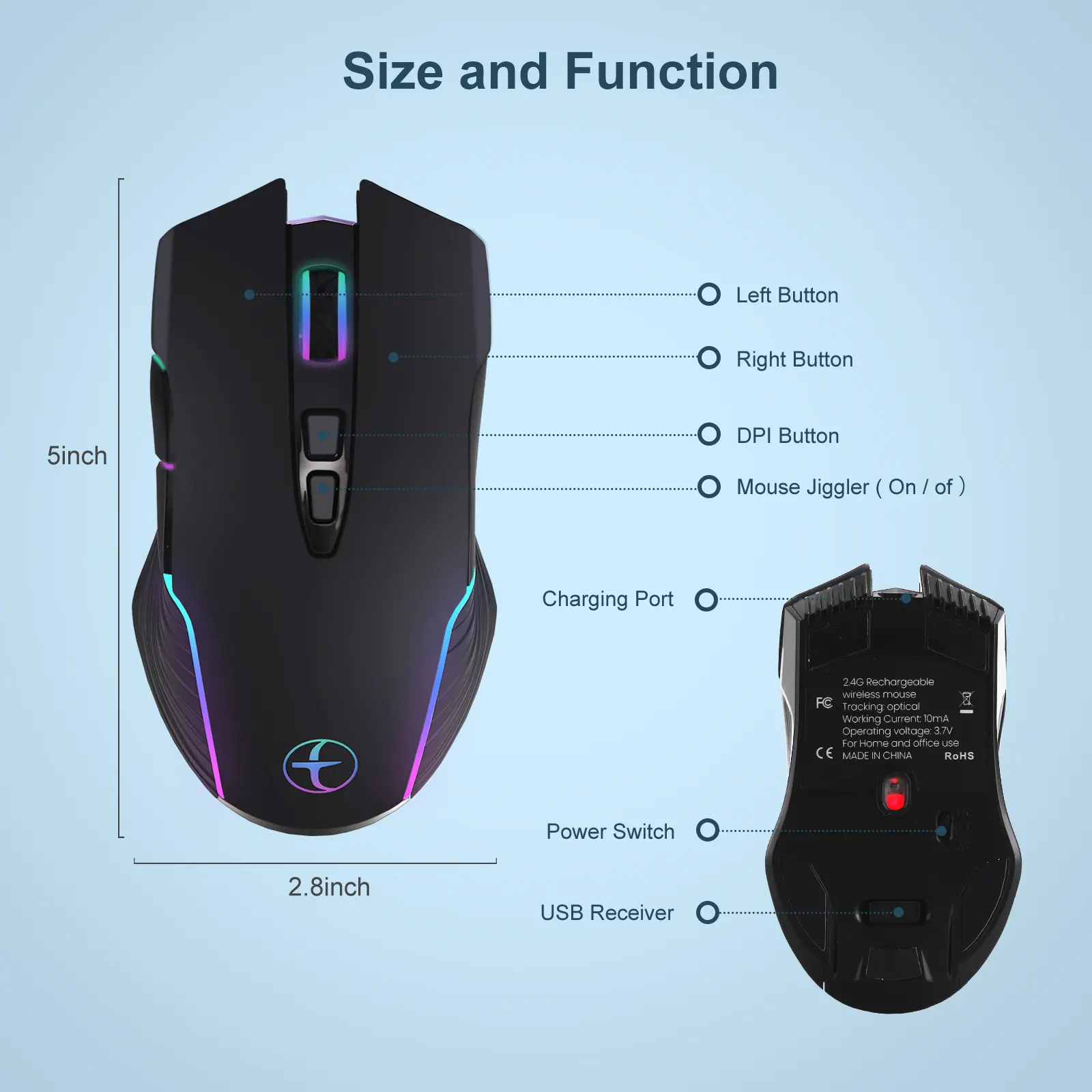 Household Wireless Three-speed Adjustable Mouse