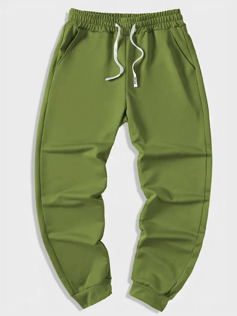 Women's Pure Color Tied Sports Trousers - Army Green