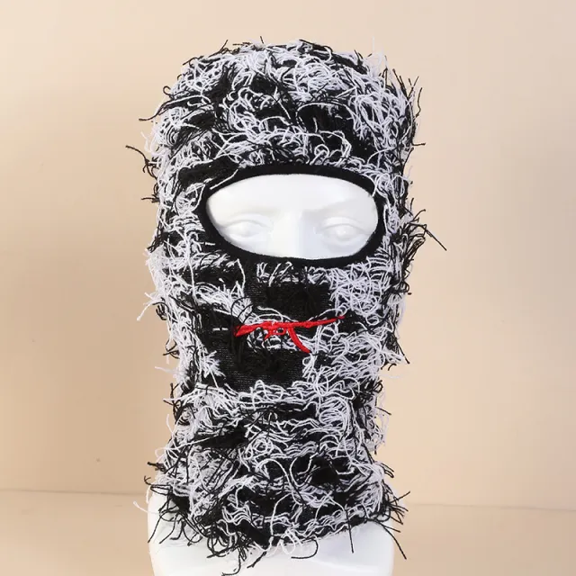 Single Hole Knitted Mask Outdoor Keep Warm Face Care Hat Party Funny Woolen Cap White - Shop at LoveMi