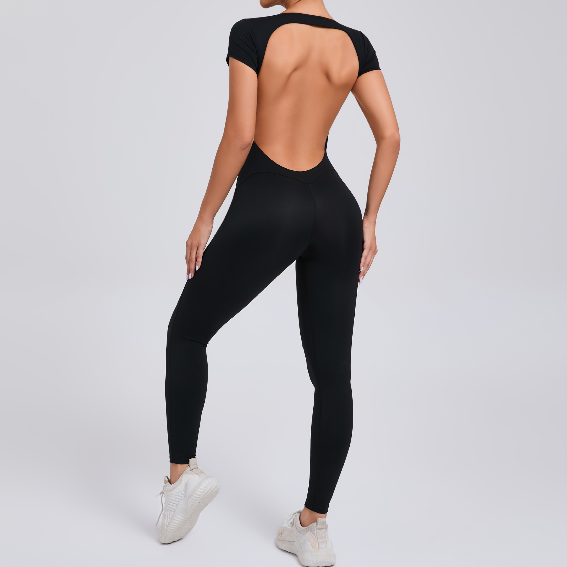 Pure Color Tight Yoga Jumpsuit Black - Shop at LoveMi
