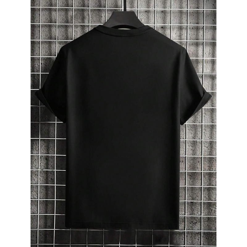 Men's Casual Letter Print Round Neck T-Shirt, Su thumbnail 2