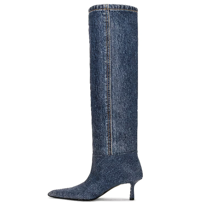 European And American Style Square Toe Cowboy Boot Women's Casual Pleated Pile Style Boots Stiletto Heel