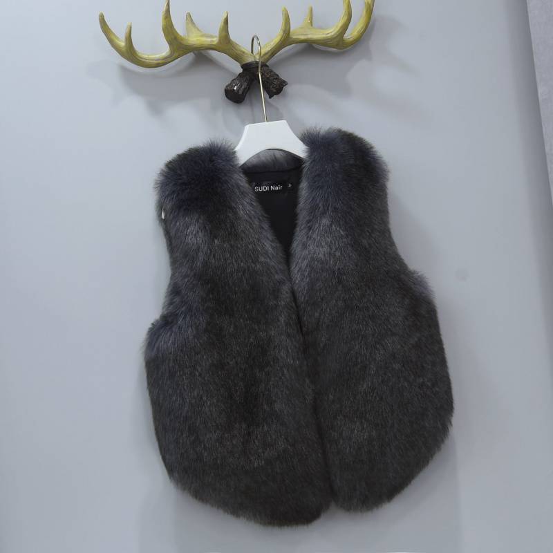 Leather Waistcoat Women's Autumn And Winter New All matching Sleeveless Waistcoat Outerwear Short Dark Gray - Shop at LoveMi