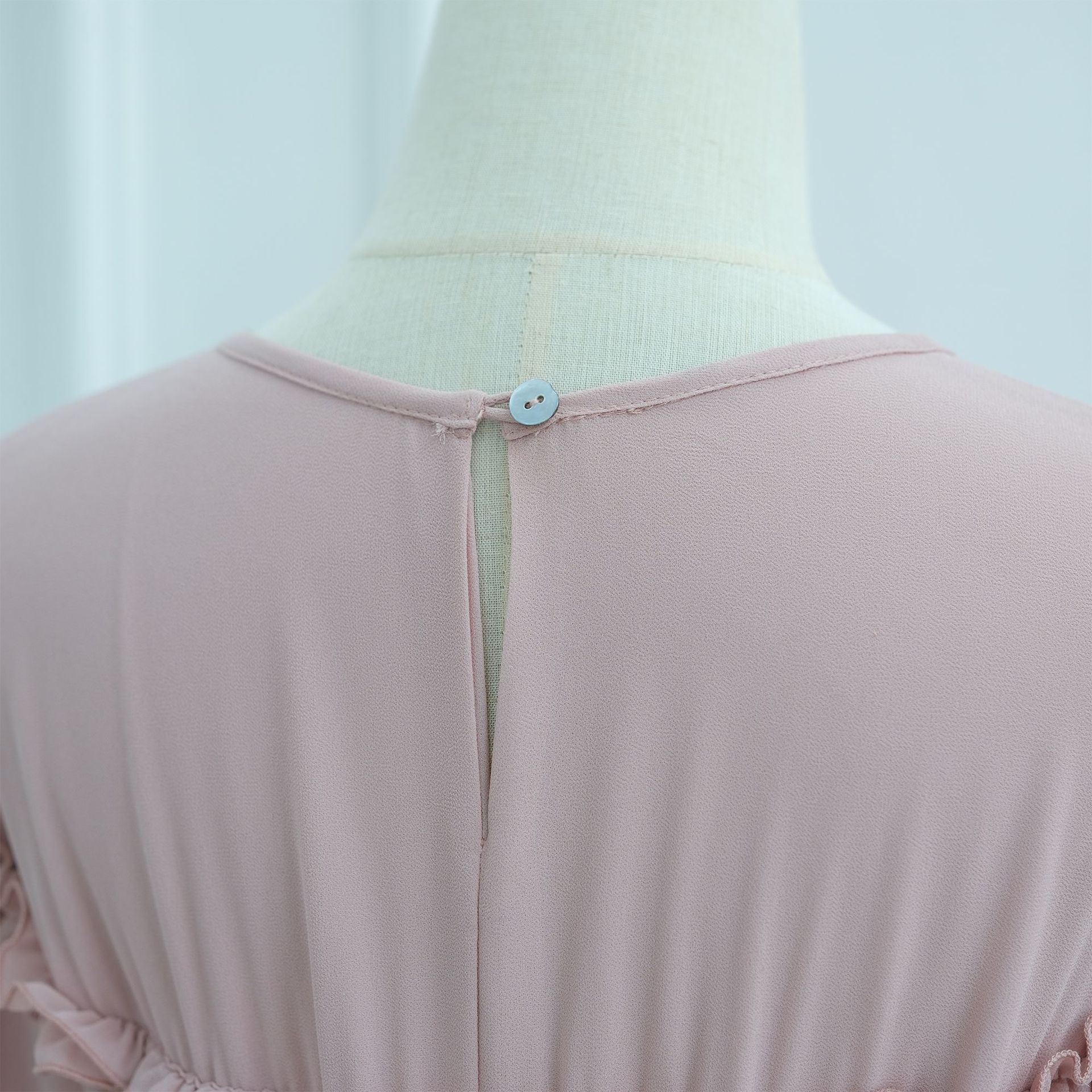 Lace-Trim Long-Sleeve Tiered Maxi Dress — product details and sizing image 3