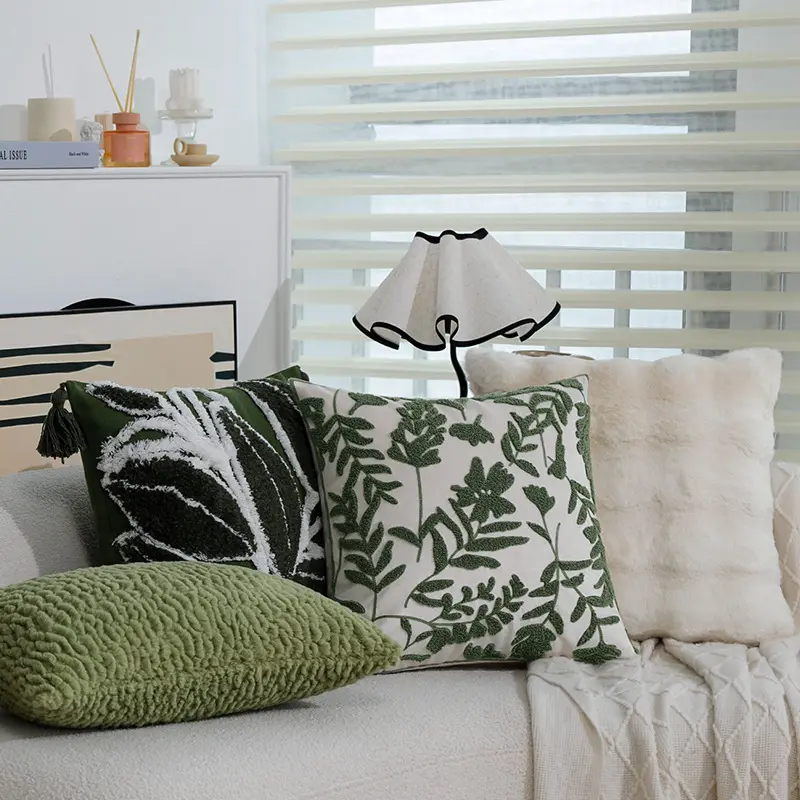 Retro Green Sofa Bedside Throw Pillow