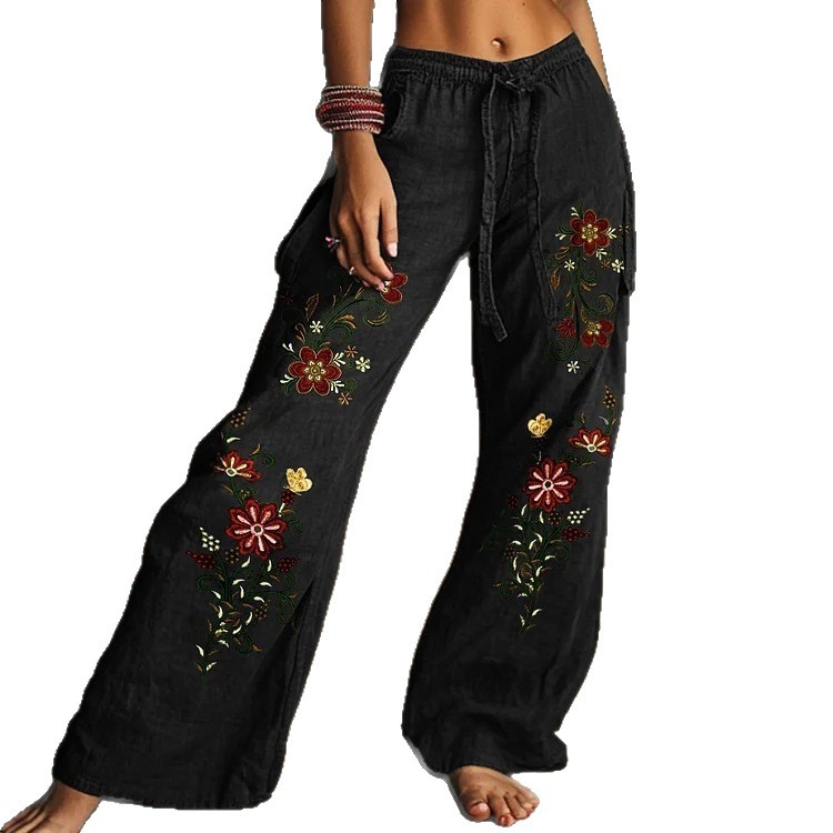 Womens Fashionable Casual Printed Drawstring Pants
