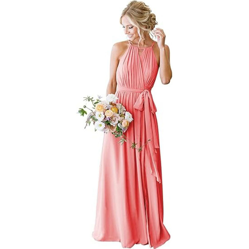European And American Style Women Strap Chiffon Bridesmaid Dress Long Image 4 Ussize14 - Shop at LoveMi