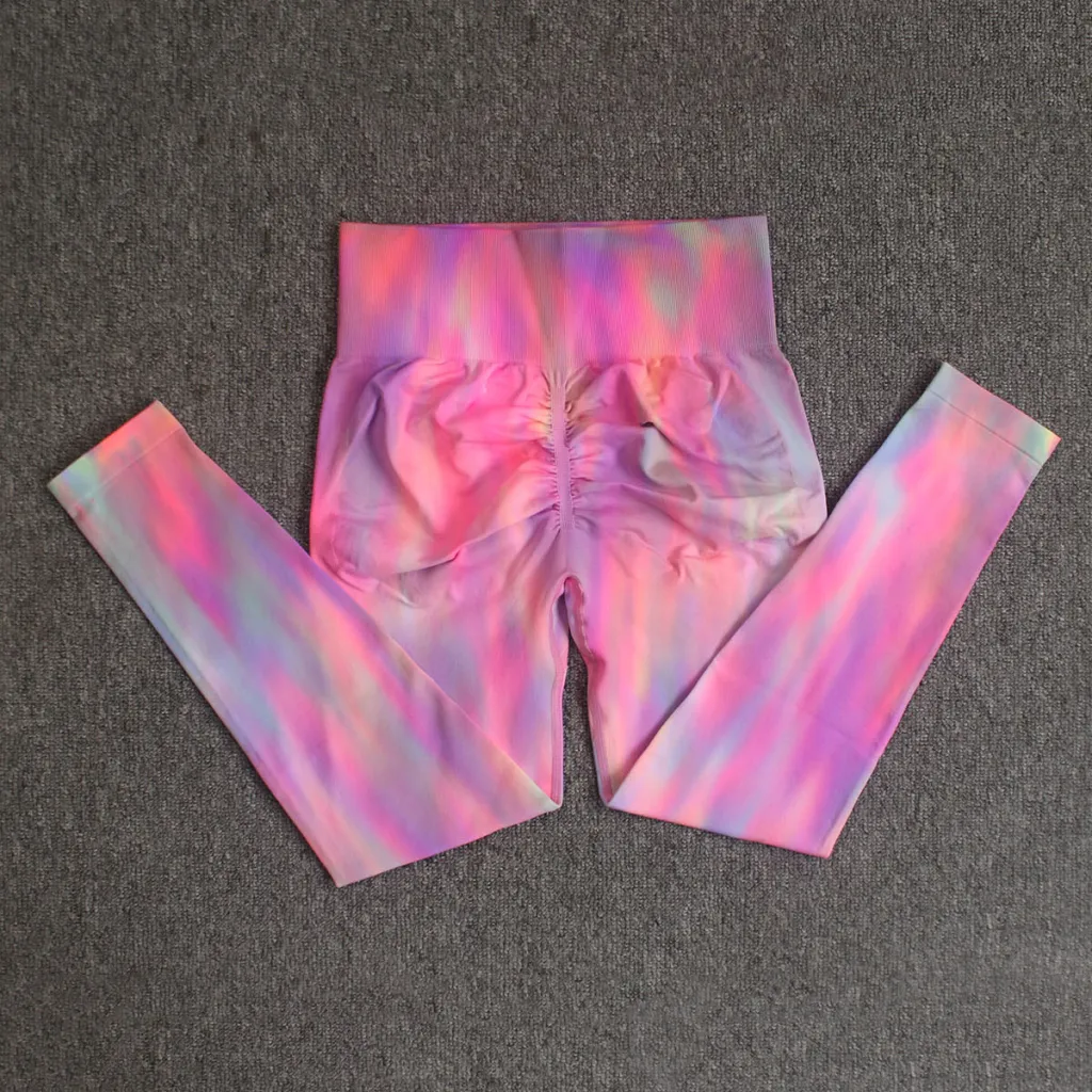 Female Seamless High Waist Fitness Yoga Pants - Colorful
