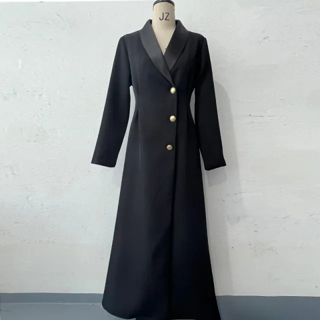 Women's Casual Long Single breasted Trench Coat Black - Shop at LoveMi