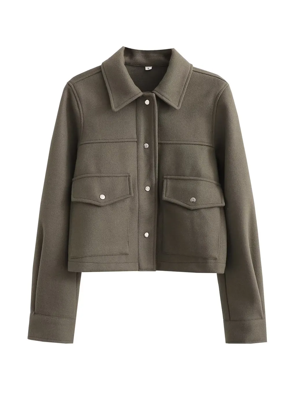 Women's Soft Woolen Shirt Woolen Coat Top - Army Green