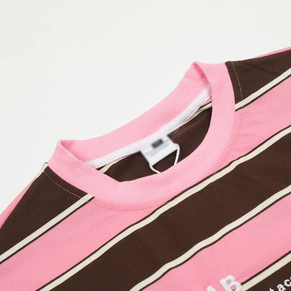 Contrast Color Striped Short-sleeved T-shirt European And American