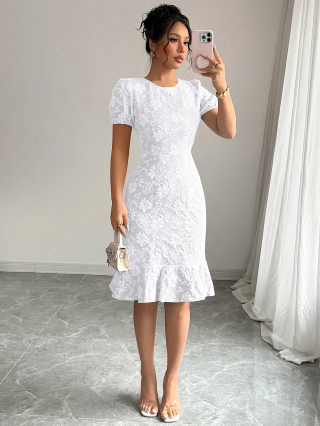 European And American Slim fit Fishtail Skirt Short Sleeve White - Shop at LoveMi