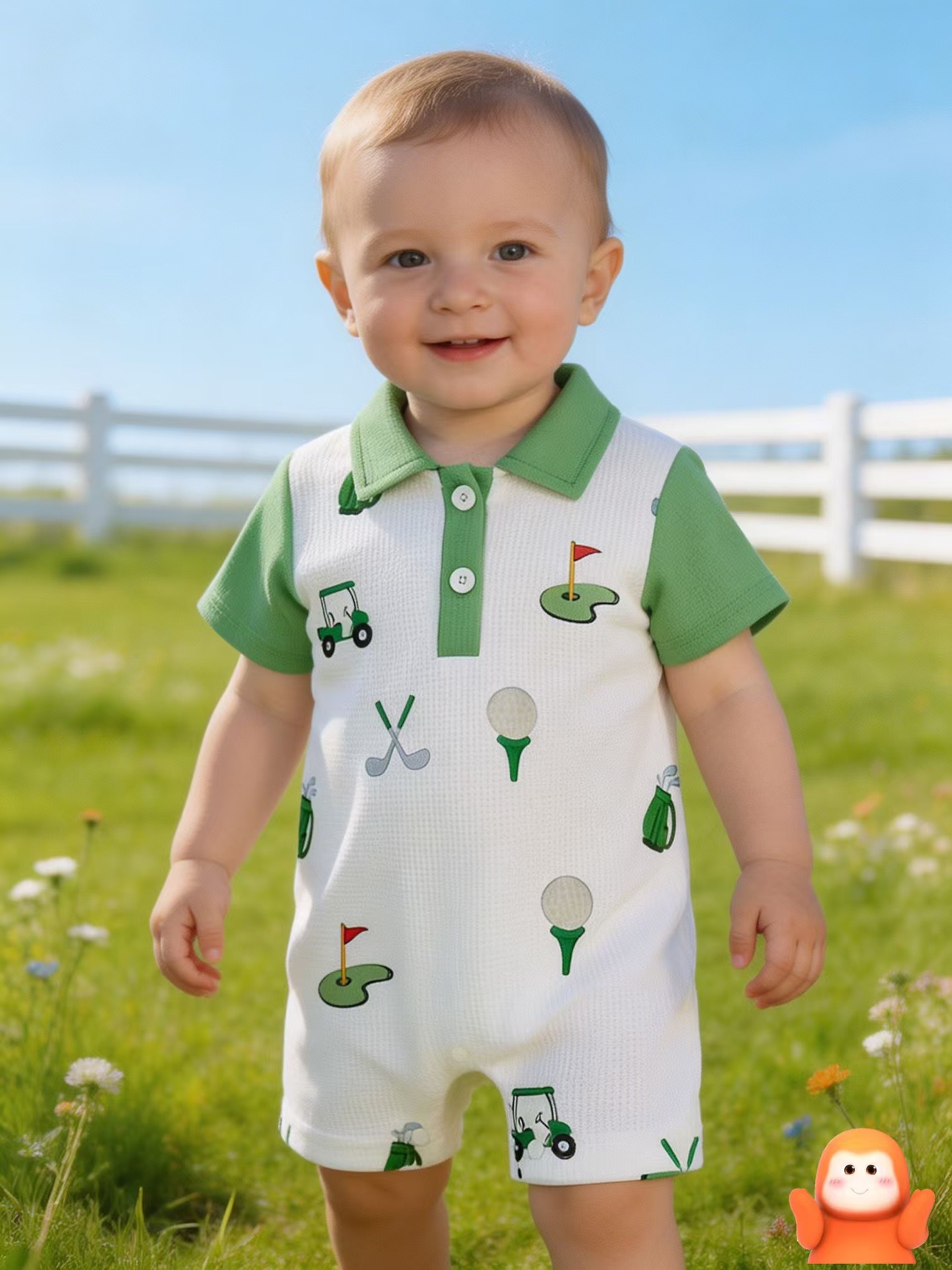 Golf-patterned Onesie Romper For Children — foto 6