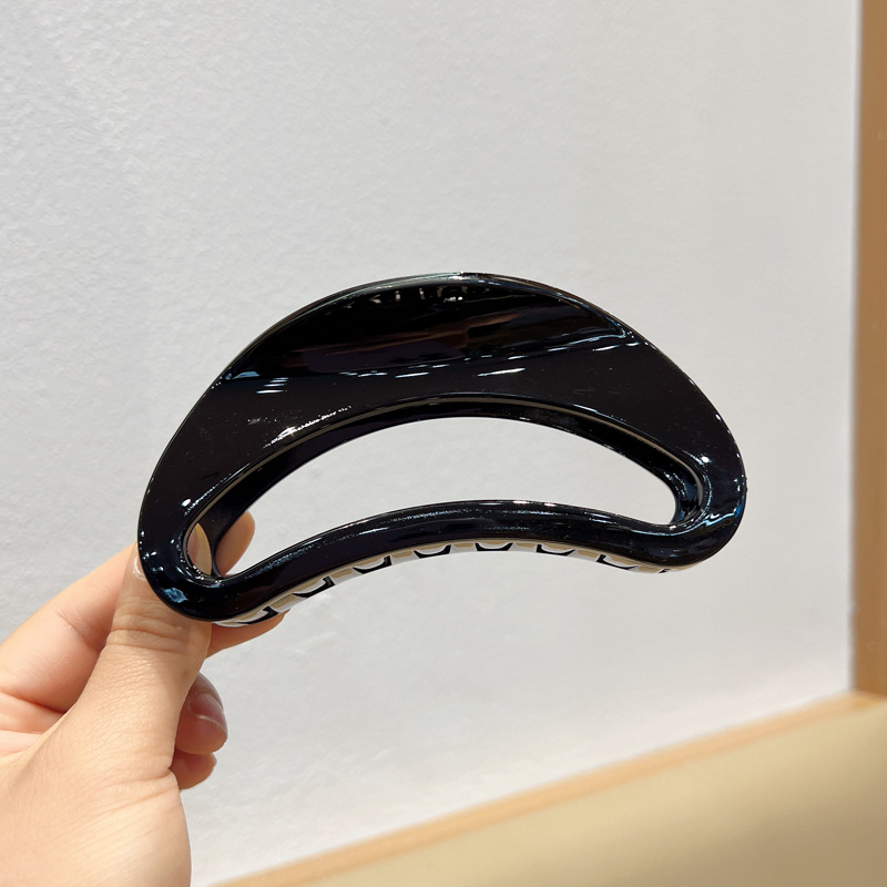Simple Large Hollow Jelly Crescent Barrettes