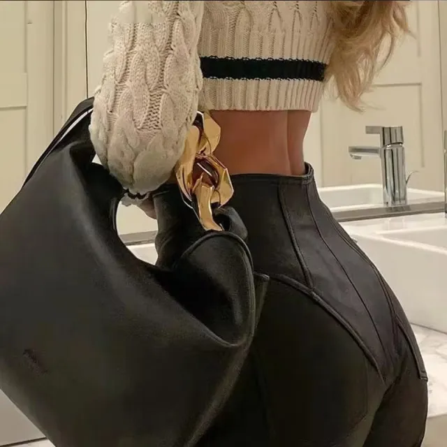 New PU Casual Leather Pants Women's Long Ankle length Slim fit Black - Shop at LoveMi