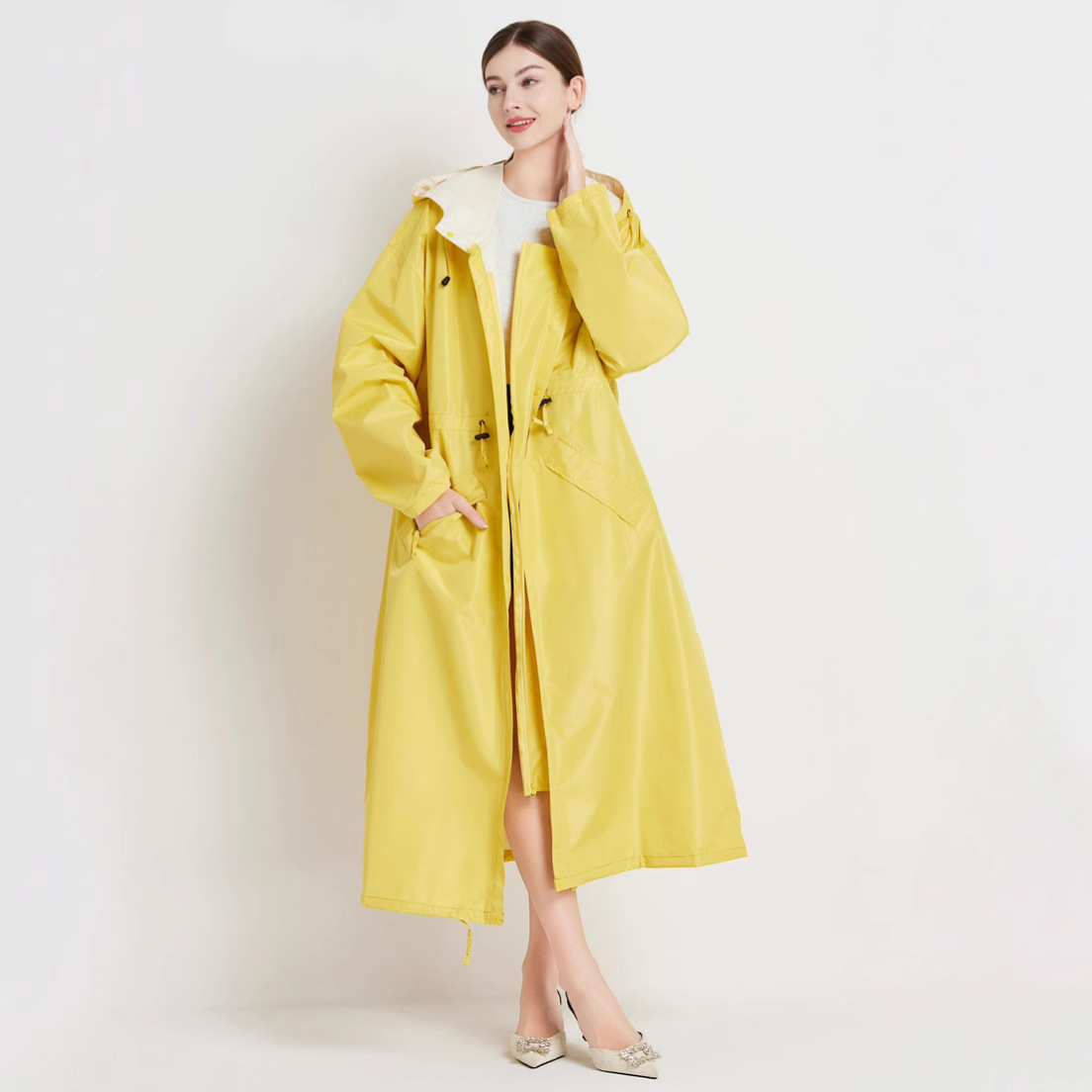 Womens Mid-length Trench Coat Raincoat