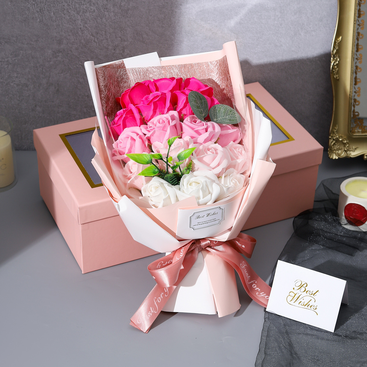 Title 2, Cross-border Amazon 18 Rose Soap Bouquet Gift B...