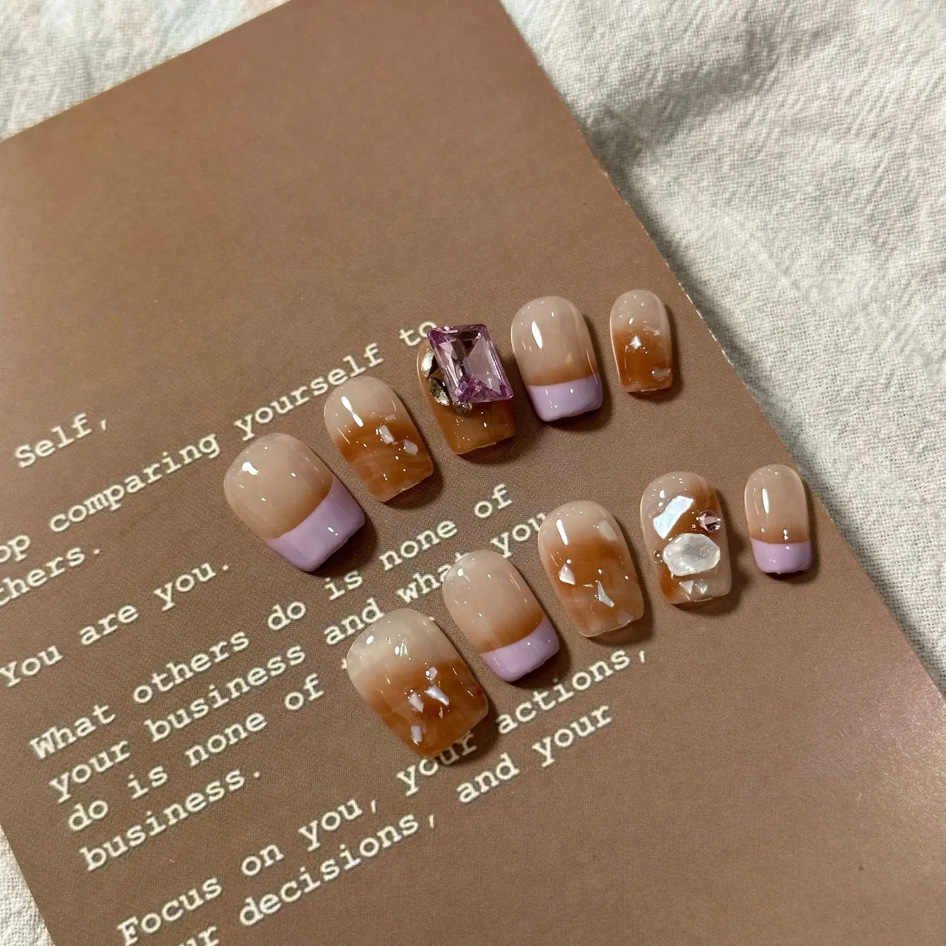 Handmade Nail Art Blooming French Short Removable