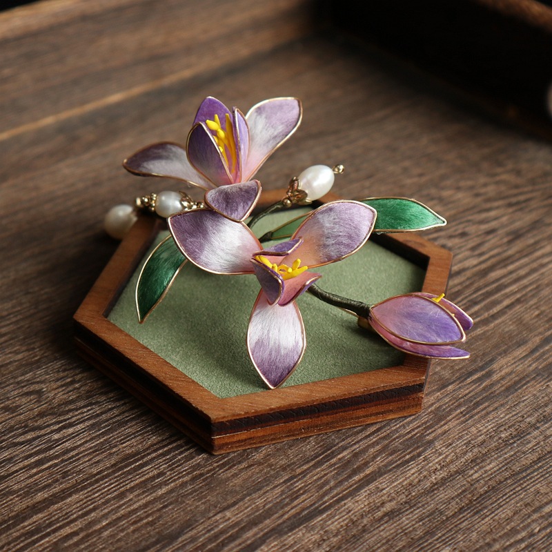 Purple Orchid Fabric Brooch, picture 3 of 4