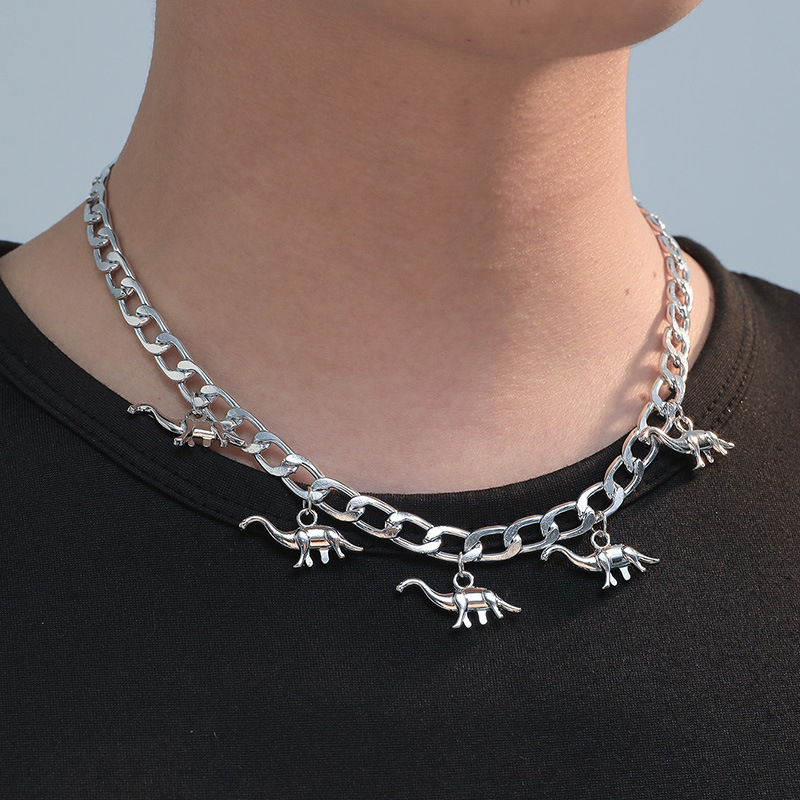 Dinosaur Pendant With A Silver Chain Simple And Versatile