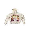 Athletic-style Zip-up Hoodie With Letter Graffiti Print view 5
