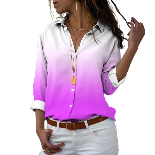 Flower 3D Digital Printing Long Sleeve Lapel Shirt P03724 2Xl - Shop at LoveMi