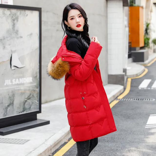 New Fleece lined Down Jacket Women's Winter Thick Cotton Clothing Coat Red - Shop at LoveMi