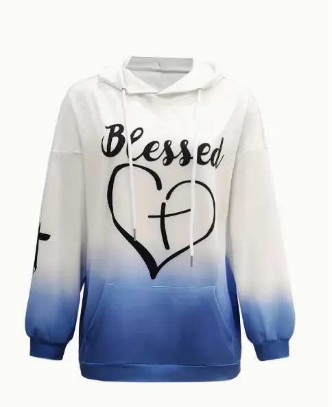 Color Pattern Printed Drawstring Hooded Sweater Lbw080800033 - Shop at LoveMi