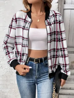Fashionable All-matching Women's Retro Plaid Coat - G114Z123-Xl - View 1