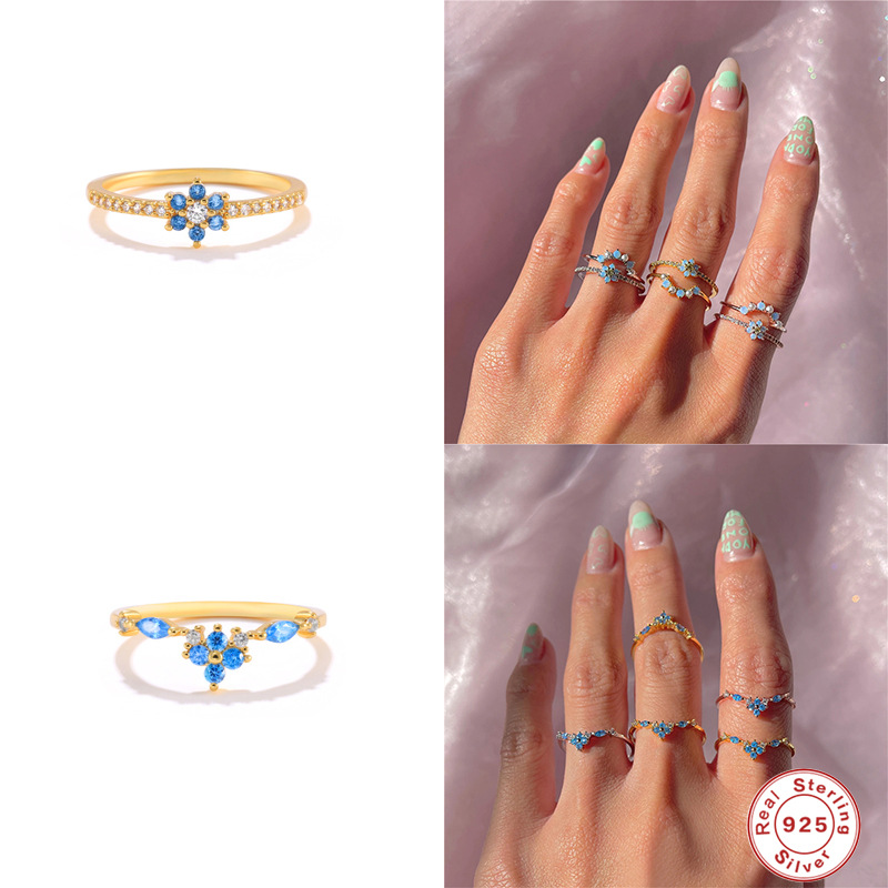 S925 Sterling Silver INS Style Creative Personalized Mini Buttercup Flower Ring