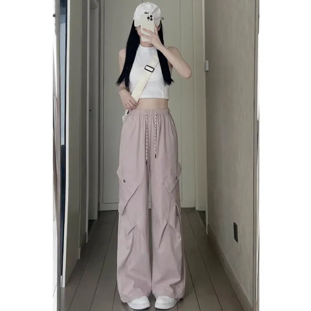 Wide leg Workwear Casual Pants For Women Pink - Shop at LoveMi