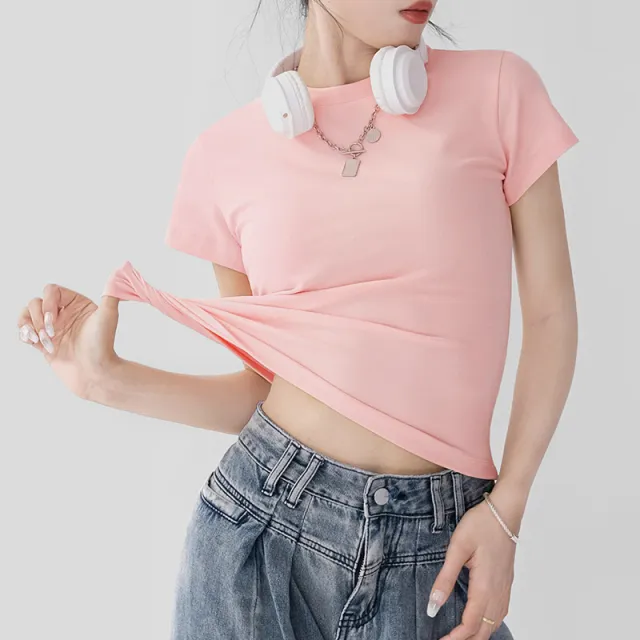 Slim fit Slimming High grade Temperament Top Pink - Shop at LoveMi
