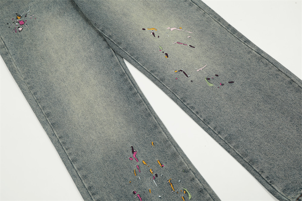 Splashed Ink Printing Straight Jeans For Men