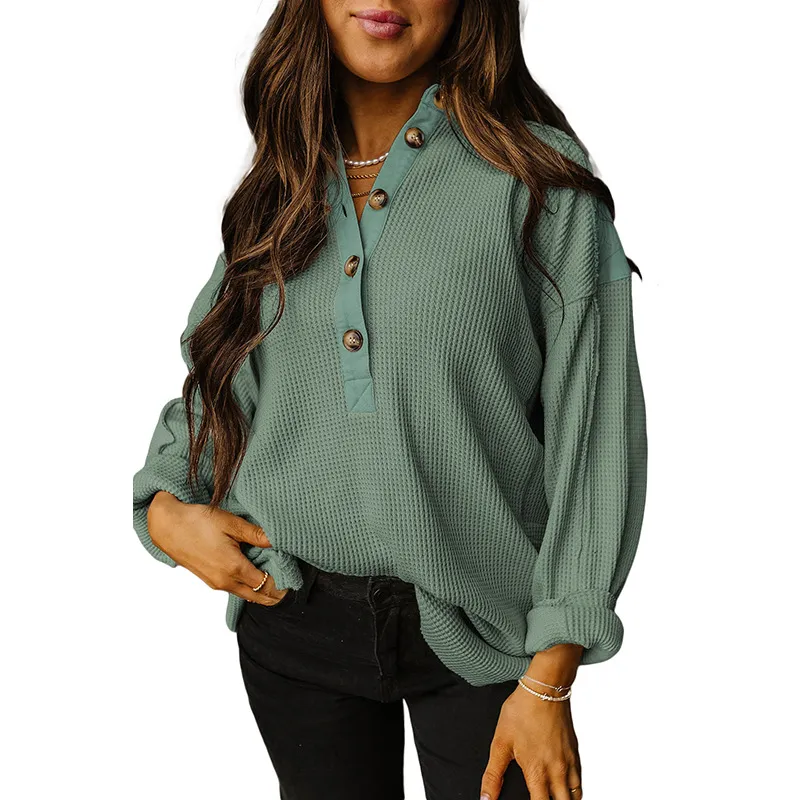Pullover Round Neck Long Sleeves Top Women's European And American Loose Sweater - Green
